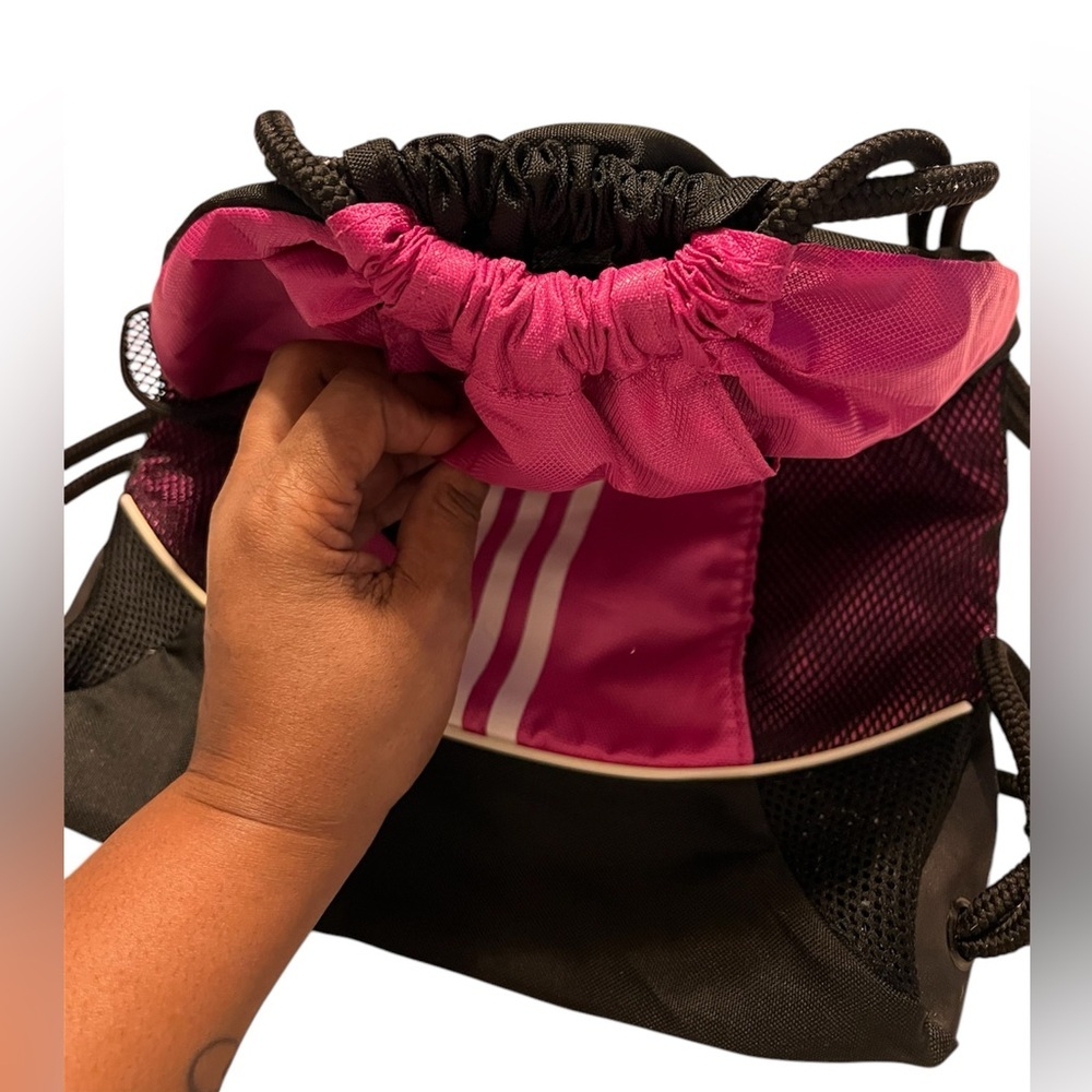 Adidas Pink/Black Lightweight Drawstring Backpack… - image 2